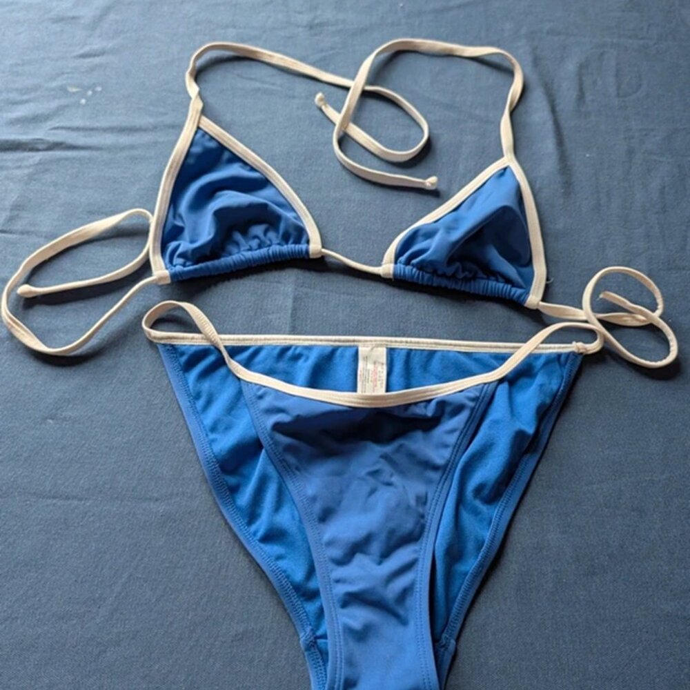 Blue & White string bikini